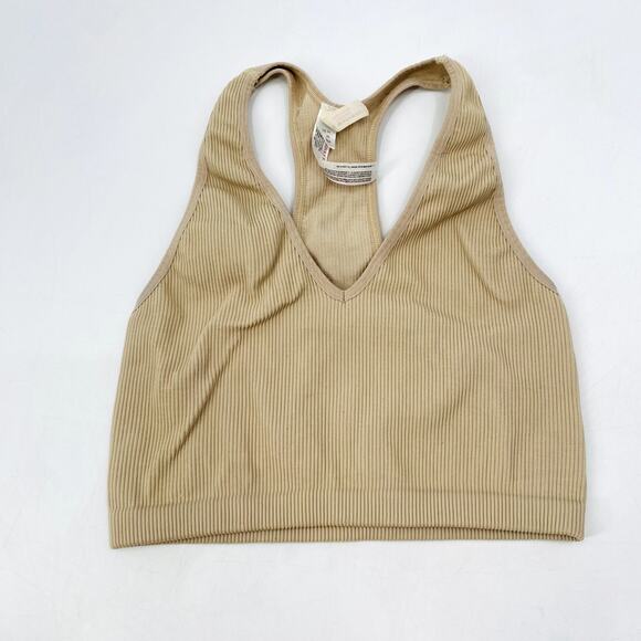 Free people Movement Cream Tan Ribbed Crop Top - Picture 2 of 3